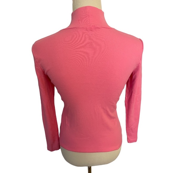 Talbots Petites Pink Mock Turtle Neck 100% Cotton - Picture 2 of 4